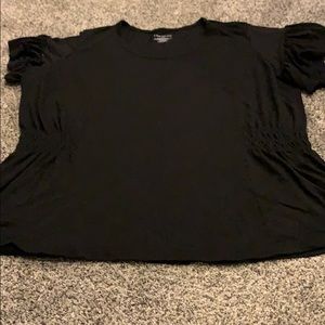 Black Tee with Ruffle Sleeve